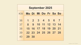 Kalender September 2025 [upl. by Roban]