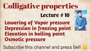 Colligative Properties of Solution  L 10  PharmacistTayyebOfficial [upl. by Furtek]