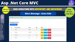 Bootstrap Alert Message  CRUD Operations in ASpNet Core with Unit of work  Repository Pattern [upl. by Yxor]