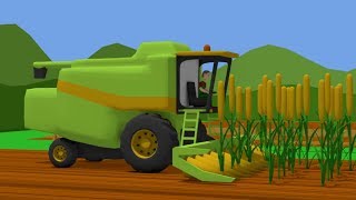 Video Corn harvest and Tractor and Combine for Kids  Channel about Tractors and Harvesters for Kids [upl. by Katharina]