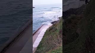 Perranporth Friday early morning From the summer house restaurant viewing pointThe beach bridge 🙏 [upl. by Asen]