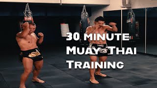 Muay Thai Training with Ajahn Suchart  30 Minute workout technique and stretching [upl. by Nylzaj]