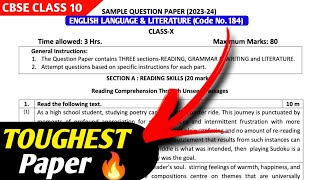 Toughest PAPER 🔥 Class 10 English Sample Paper 202324  English Sample Paper Solution [upl. by Ellenohs]