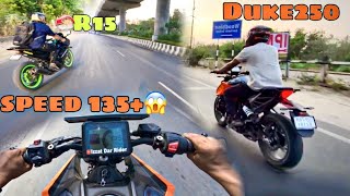 DUKE 250 GEN3 Vs R15v2😱 STREET RACE☠️ RACING ON BIKES [upl. by Eldreda]