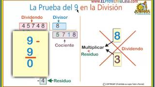 La prueba del 9 en la división  Cambiamos a MatematicaPasoAPasocom [upl. by Ahsikyt]