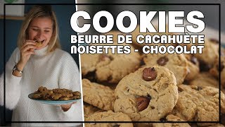 Des cookies Vegans au beurre de cacahuète  chocolat et noisette [upl. by Emlin]