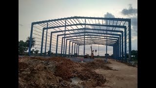 steel structure construction process step by step in site  skelton frameciviltechconstructions [upl. by Sineray758]