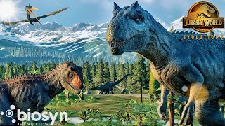 Biosyn sanctuary  Big rockquotAllosaurus and Demon Carnotaurus in The valley jurassic world evolution [upl. by Meeker121]