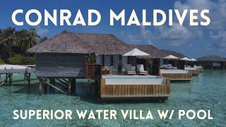 Conrad Maldives Superior Water Villa with Pool Room Tour [upl. by Nnainot]