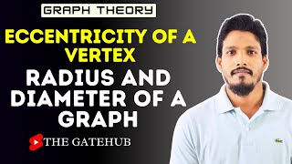 Eccentricity of a Vertex  Radius and Diameter of a Graph  GATECSE  Graph Theory [upl. by Ycram]