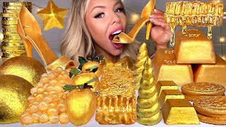 ASMR EDIBLE GOLD BARS 24 KARAT GOLD HONEYCOMB EDIBLE STILETTO UNICORN HORN JELLY MUKBANG 먹방 [upl. by Binette]