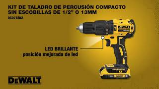 Kit Taladro Percutor Inalámbrico DEWALT 20V MÁX DCD778D2 [upl. by Amuwkuhc178]