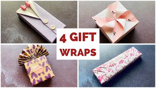 4 Creative Gift Wrapping Ideas  DIY Gift Packing Ideas  Fancy Gift Wrap giftwrap [upl. by Esorrebma326]