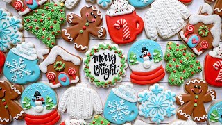 CHRISTMAS COOKIE DECORATING IDEAS  Christmas tree snow globe snowflake gingerbread man sweater [upl. by Ydnec]