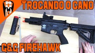 Trocando o Cano da Minha AEG  GampG Firehawk [upl. by Inalaehak]