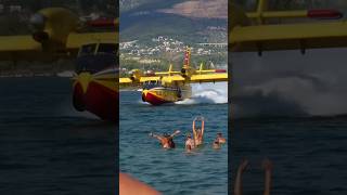 Public Waving at the Canadair CL415 Super Scooper Pilots [upl. by Zul938]