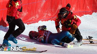 Four BRUTAL crashes on treacherous day at Val d’Isere downhill  NBC Sports [upl. by Anoit949]