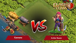 Archer Queen Vs All Level Cannons   Clash of clans  🔥🔥🔥 clashofclans gaming [upl. by Oriana677]