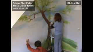 TimeLapse Tree Mural for a Childrens Room Wandbild [upl. by Anilemrac]