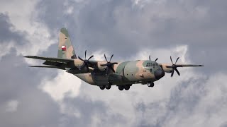 Royal Air Force of Oman Lockheed C130 Landing  TakeOff Zurich Airport [upl. by Nahguav862]