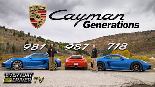 Porsche Cayman Generations 987981718 compared  Which is best  Everyday Driver TV S4 [upl. by Thedrick]