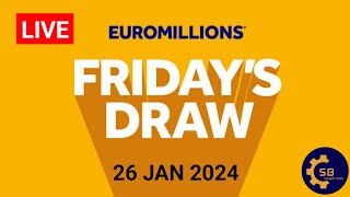 The National lottery Euromillions Draw Live Results Friday 26 January 2024  Euromillions Draw Live [upl. by Eletnahc]