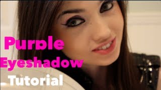 Purple Eyeshadow Cat Eye Eyeliner Tutorial [upl. by Aneram]