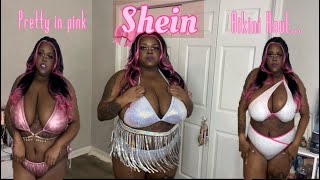 SHEIN Curve Pink Plus Size Bikini Swimwear Haul  Size 2X [upl. by Aire507]