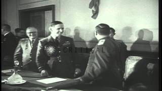 Field Marshal Keitel signs the unconditional surrender act as Allies take over a HD Stock Footage [upl. by Alol]