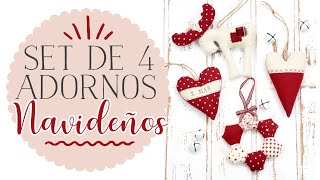 Conjunto de 4 Ornamentos  Adornos Navideños  Reno Hexágonos y Corazones [upl. by Armington]