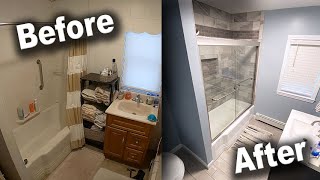 Bathroom Remodel TimeLapse  DIY Renovation Start to Finish [upl. by Darelle932]