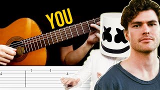 YOU Guitar Tabs Tutorial Marshmello Benny Blanco amp Vance Joy [upl. by Oranneg]