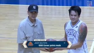 Jhapz Bautista Hits 3Pointer to Reach 1k Career Points vs Nueva Ecija  MPBL 2024 [upl. by Treb758]