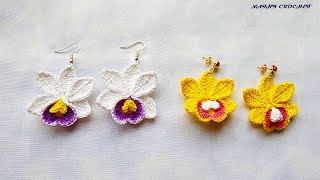 Bonitos Aretes a Crochet en una Orquídea ¡¡ [upl. by Zere]