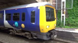 Two Northern passenger trains arrive and depart at Alderley Edge BR Railway Station Cheshire 26724 [upl. by Nymsaj258]