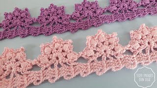 Cómo Tejer Puntilla de Flores en Crochet Paso a Paso🌸 [upl. by Aylmer584]