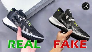 NIKE KYRIE FLYTRAP 5 BLACK AND WHITE REAL VS FAKE [upl. by Lyrej]