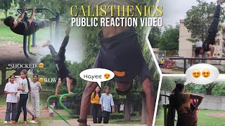 Calisthenics in public 🇮🇳 Epic 😱 Girls reaction Indian public reacts 😳 to Calisthenics [upl. by Petrina]