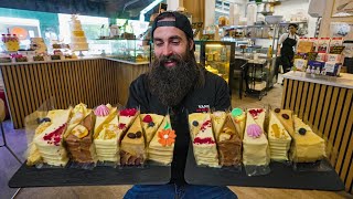 TRYING TO BREAK THE SLICE RECORD AT LONDONS FAMOUS UNLIMITED CAKE SHOP  BeardMeatsFood [upl. by Malvino]