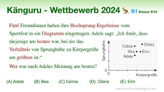 B1 🦘 Känguru 2024 🦘 Klasse 9 und 10  Größtes Verhältnis von Sprunghöhe zur Körpergröße gesucht [upl. by Anaihsat]