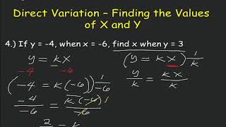 Direct Variation – Finding the Values of X and Y [upl. by Nalo]