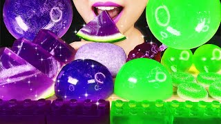 ASMR PURPLE amp GREEN FOODS GALAXY JELLY WATERMELON JELLO SLICES EDIBLE LEGOS tiktok jelly fruit [upl. by Legnaros]