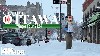 Ottawa Canada 🇨🇦 Winter Walking Tour Downtown 13 Jan 2024 in 4K UHD HDR 60 fps [upl. by Ielirol232]