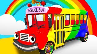 Rainbow Bus Nursery Rhymes amp Kids Songs  Geckos Garage  Wheels On The Bus  Bus Videos For Kids [upl. by Enitsirhc]