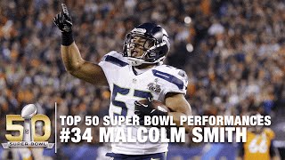 34 Malcolm Smith Super Bowl XLVIII MVP Highlights  Top 50 Super Bowl Performances [upl. by Burke]