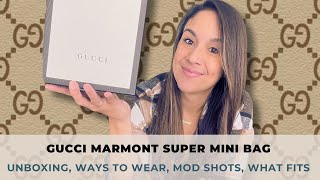 Gucci Marmont Super Mini unboxing 🖤 What fits Ways to wear Modshots and more [upl. by Buckingham432]