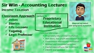 Lecture 06 Proprietary Educational Institution Taxation for Corporation Income Taxation [upl. by Nnoved]