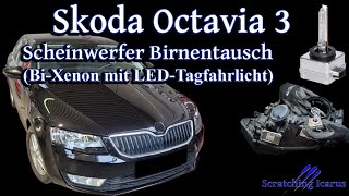 Skoda Octavia 3 Scheinwerfer Lampentausch BiXenon  Tutorial [upl. by Eussoj]