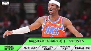 Marquee Matchup the defending champion Nuggets visit the Thunder who are onepoint favorites [upl. by Shanda200]