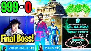 Plalism Final 9990 Game vs Outcast Physics 2 Best 1v1ers for 10000 Record Fortnite [upl. by Nesrac]